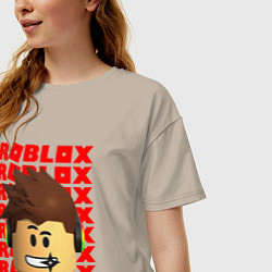 Футболка оверсайз женская ROBLOX RED LOGO LEGO FACE, цвет: миндальный — фото 2