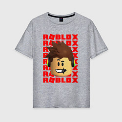 Женская футболка оверсайз ROBLOX RED LOGO LEGO FACE