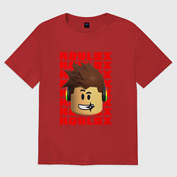 Футболка оверсайз женская ROBLOX RED LOGO LEGO FACE, цвет: красный