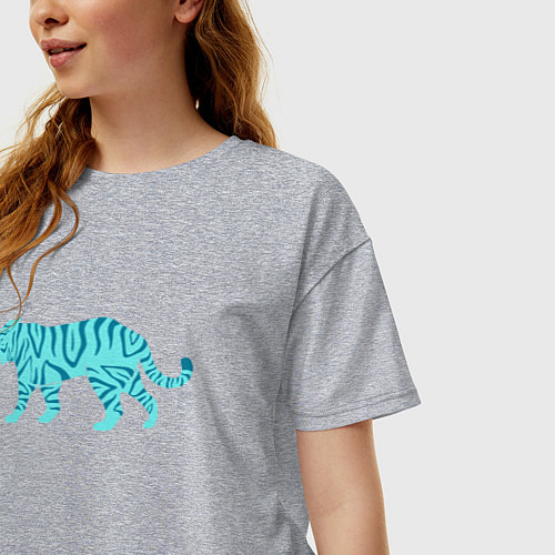 Женская футболка оверсайз Водяной тигр 2022 / Меланж – фото 3