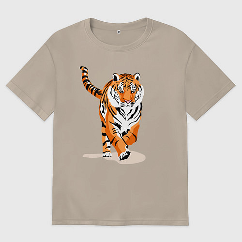 Женская футболка оверсайз Властный хозяин джунглей / Миндальный – фото 1