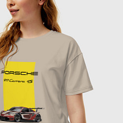 Футболка оверсайз женская Porsche Carrera 4S Motorsport, цвет: миндальный — фото 2