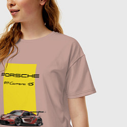 Футболка оверсайз женская Porsche Carrera 4S Motorsport, цвет: пыльно-розовый — фото 2