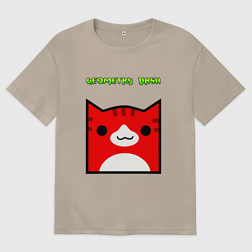 Женская футболка оверсайз Geometry Dash: Cat Skin / Миндальный – фото 1