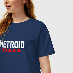 Футболка оверсайз женская Metroid Dread Logo, цвет: тёмно-синий — фото 2