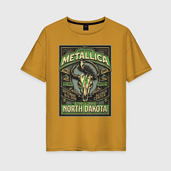 Футболка оверсайз женская Metallica - North Dakota playbill, цвет: горчичный