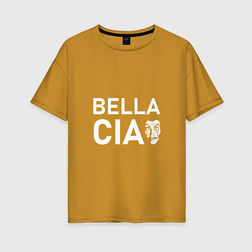 Женская футболка оверсайз BELLA CIAO БУМАЖНЫЙ ДОМ / Горчичный – фото 1