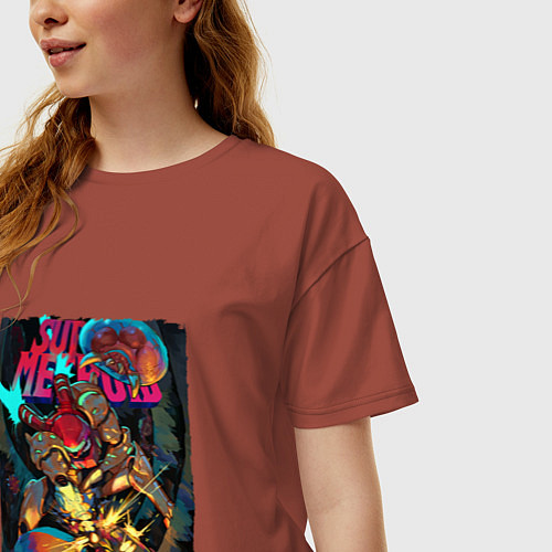 Женская футболка оверсайз Power Metroid Dread / Кирпичный – фото 3