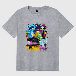 Футболка оверсайз женская Geometry Dash: Pixel Logo, цвет: меланж