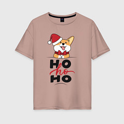 Футболка оверсайз женская Corgi Ho ho Ho, цвет: пыльно-розовый