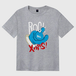Футболка оверсайз женская Blue mittens Rock this xmas, цвет: меланж