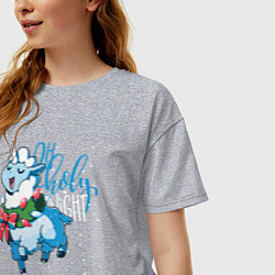 Футболка оверсайз женская Llama Oh holy night, цвет: меланж — фото 2