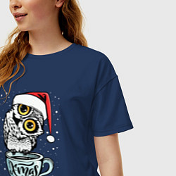 Футболка оверсайз женская X-mas Owl, цвет: тёмно-синий — фото 2