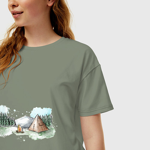 Женская футболка оверсайз Поход в горы / Авокадо – фото 3