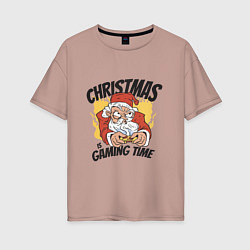 Футболка оверсайз женская Gaming Santa, цвет: пыльно-розовый