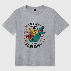 Футболка оверсайз женская T-Rex Christmas, цвет: меланж