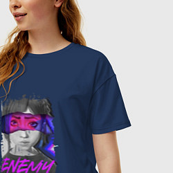 Футболка оверсайз женская Everywere My Enemy, цвет: тёмно-синий — фото 2