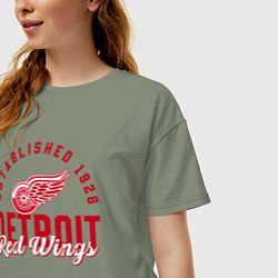 Футболка оверсайз женская Detroit Red Wings Детройт Ред Вингз, цвет: авокадо — фото 2