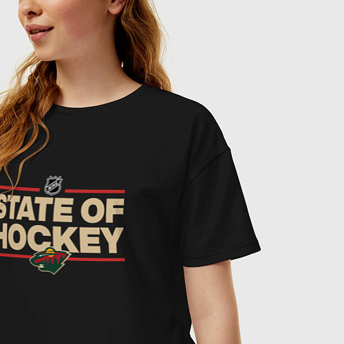 Женская футболка оверсайз Minnesota Wild NHL Миннесота Уайлд НХЛ / Черный – фото 3