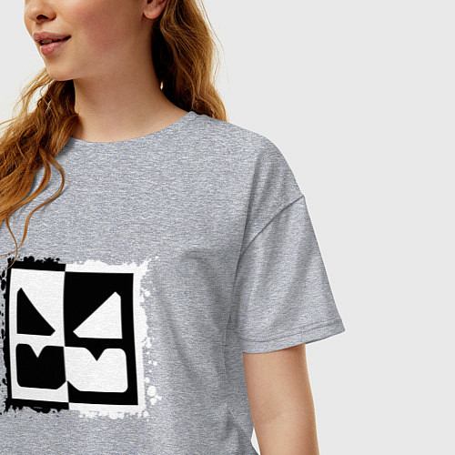 Женская футболка оверсайз GEOMETRY DASH BLACK WHITE / Меланж – фото 3