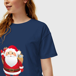 Футболка оверсайз женская Санта-Клаус подарки, цвет: тёмно-синий — фото 2