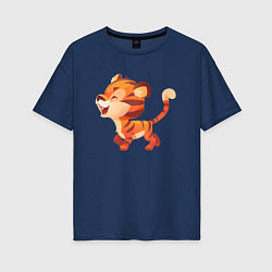 Женская футболка оверсайз Довольный тигр