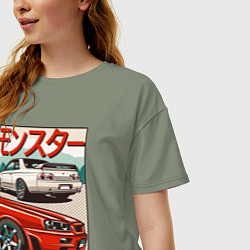 Футболка оверсайз женская Nissan Skyline Ниссан Скайлайн, цвет: авокадо — фото 2