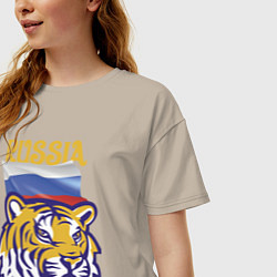 Футболка оверсайз женская Russian tiger, цвет: миндальный — фото 2