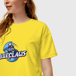 Футболка оверсайз женская Jersey shore Blue claws - baseball team, цвет: желтый — фото 2