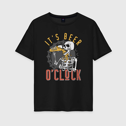 Женская футболка оверсайз Its beer oclock / Черный – фото 1
