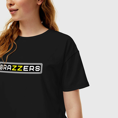 Женская футболка оверсайз Brazzers / Черный – фото 3