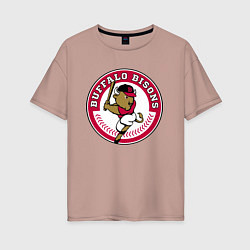 Футболка оверсайз женская Buffalo Bisons - baseball team, цвет: пыльно-розовый