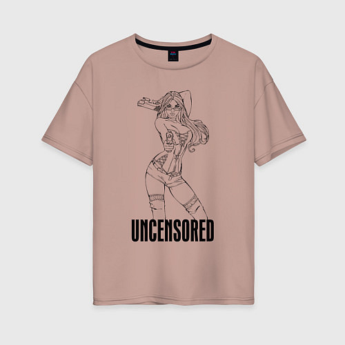 Женская футболка оверсайз Крутая вооружённая деваха / Пыльно-розовый – фото 1