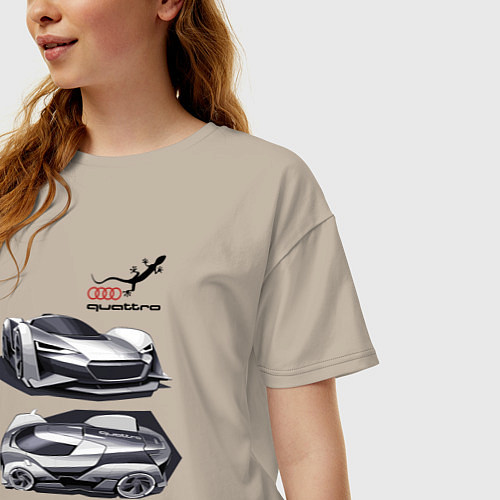 Женская футболка оверсайз Audi motorsport concept sketch / Миндальный – фото 3