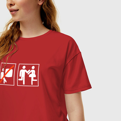 Женская футболка оверсайз Танцам - да, телевизору - нет / Красный – фото 3