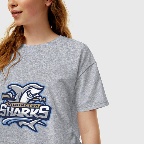 Женская футболка оверсайз Wilmington sharks -baseball team / Меланж – фото 3