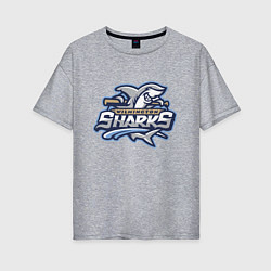 Женская футболка оверсайз Wilmington sharks -baseball team