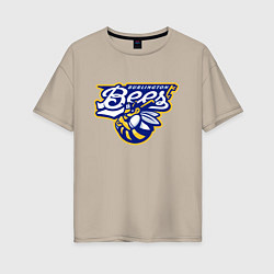 Футболка оверсайз женская Burlington Bees - baseball team, цвет: миндальный