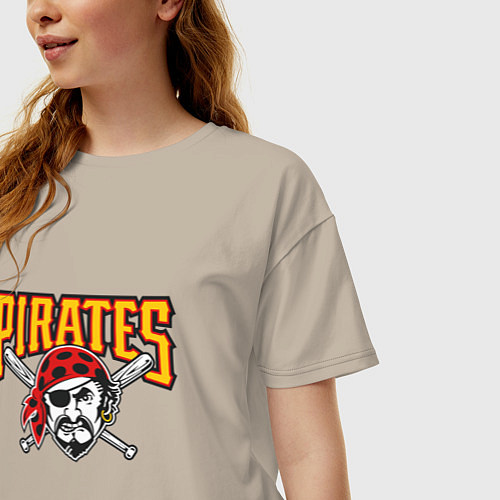 Женская футболка оверсайз Pittsburgh Pirates - baseball team / Миндальный – фото 3