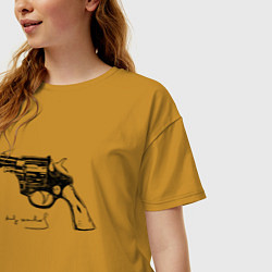 Футболка оверсайз женская Andy Warhol revolver sketch, цвет: горчичный — фото 2