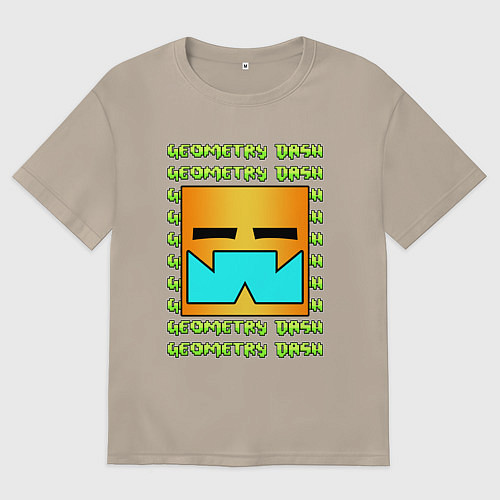 Женская футболка оверсайз GEOMETRY DASH КЛАССИКА УРОВЕНЬ / Миндальный – фото 1