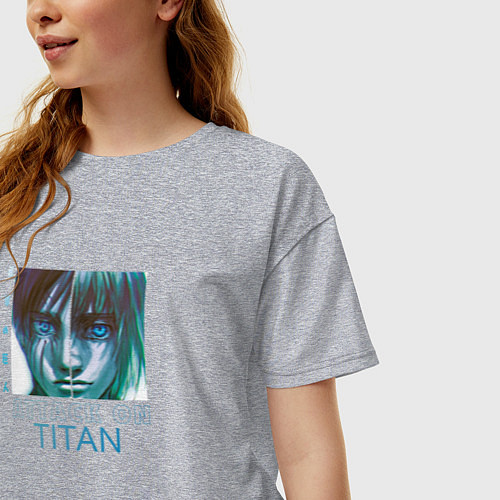 Женская футболка оверсайз Атака на титанов Армин Арлет и Эрен Йегер / Меланж – фото 3