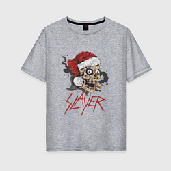 Женская футболка оверсайз SLAYER SKULL SANTA NEW YEAR