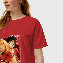 Футболка оверсайз женская Ван-Пис One Piece, Луффи Мугивара, цвет: красный — фото 2