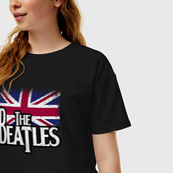 Футболка оверсайз женская The Beatles Great Britain Битлз, цвет: черный — фото 2