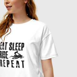 Футболка оверсайз женская Eat, sleep, ride, repeat, цвет: белый — фото 2