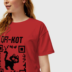 Футболка оверсайз женская QR кот КОТИК, цвет: красный — фото 2