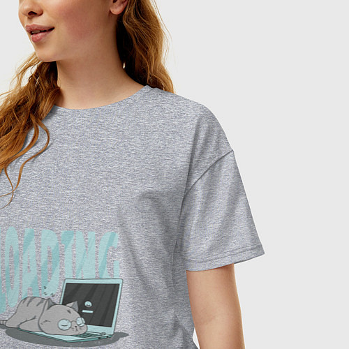 Женская футболка оверсайз Загрузка Кот программист / Меланж – фото 3