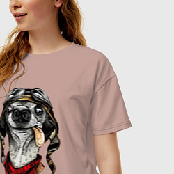 Футболка оверсайз женская Biker dog, цвет: пыльно-розовый — фото 2