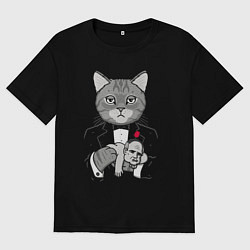Футболка оверсайз женская Крестный Котец, цвет: черный